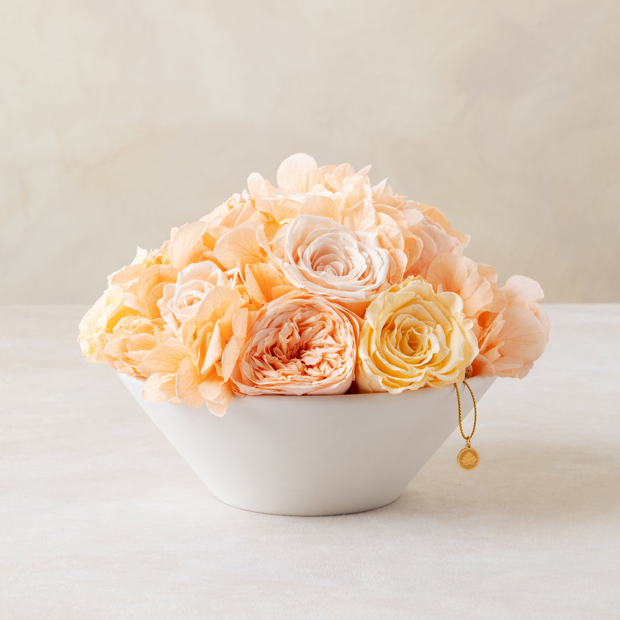 Jardin Bowl - Peach by La Fleur Lifetime Flowers