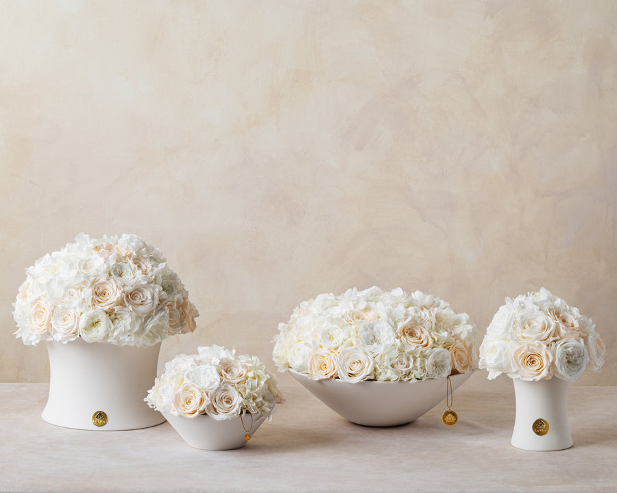 Jardin Bowl - White by La Fleur Lifetime Flowers