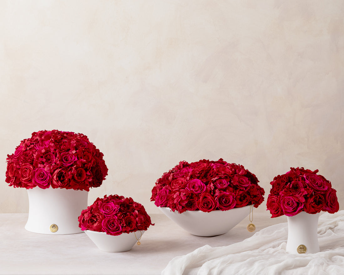 Jardin Bowl - Red by La Fleur Lifetime Flowers